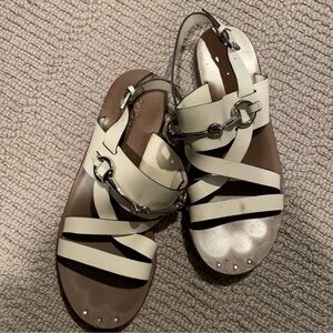 Gucci White Leather Sandals
